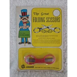 RARE Vintage Aro The Great Folding Scissors Red Retro Novelty Gift Hong Kong NIP